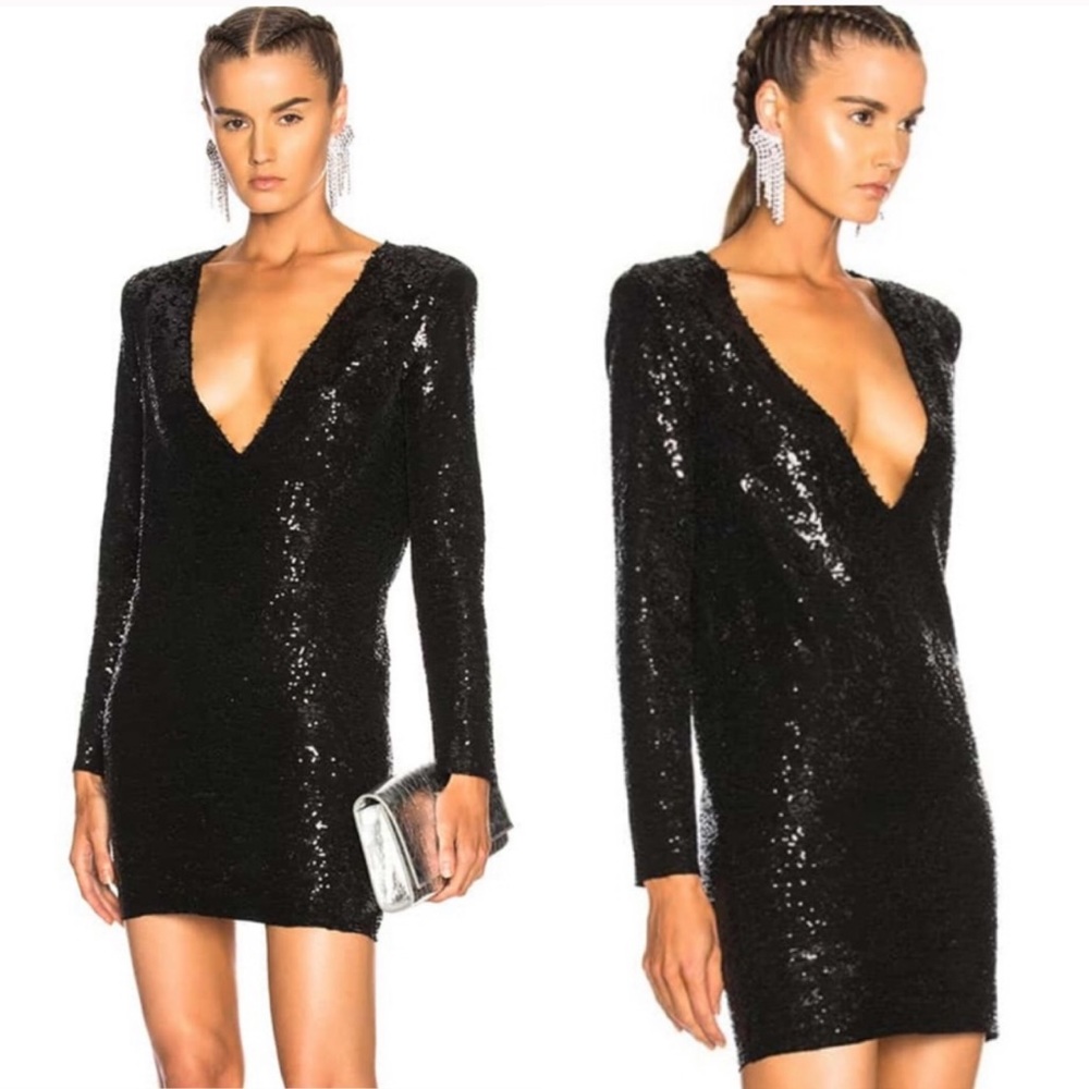 IRO Nobila Black Sequin Cocktail Dress Size 38 / 6